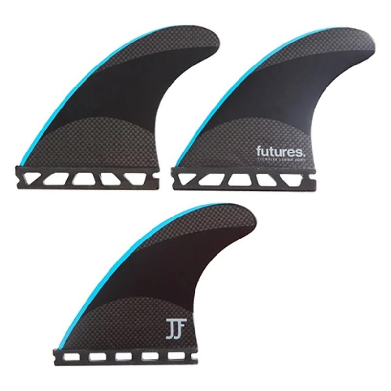 公式の Future Finsジョン・ジョン・2 Techflex Thrusterフィン、ブラック/ネオンブルー、S並行輸入品  サーフィン、ボディボード