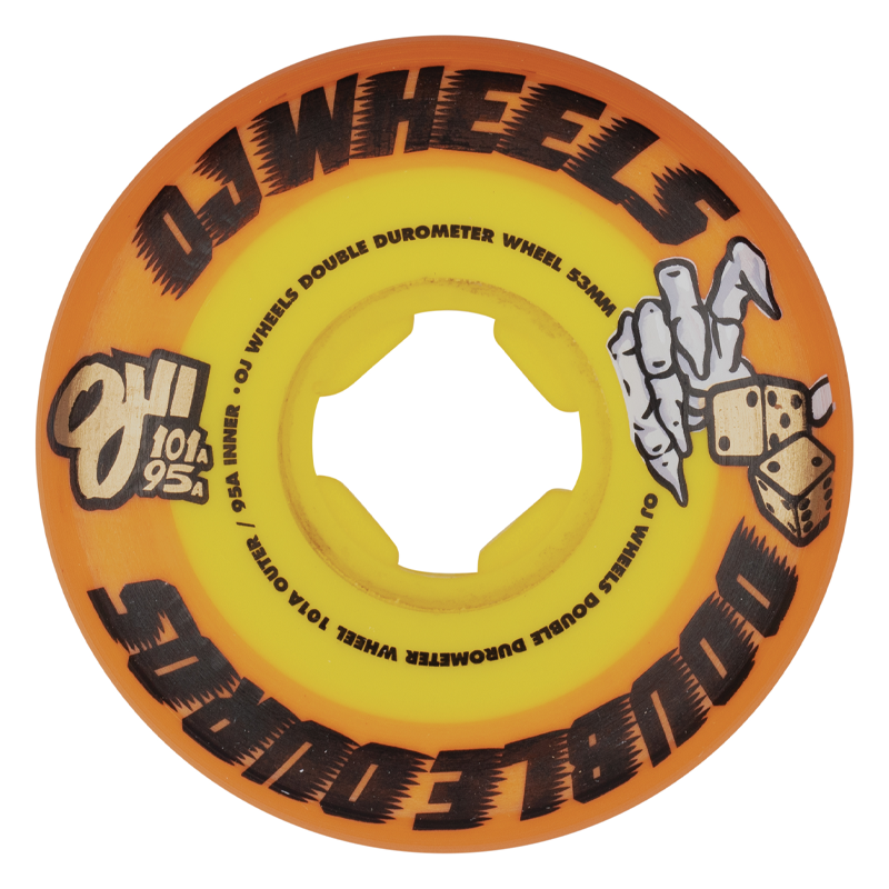 53mm Double Duro Orange Yellow 101a/95a OJ Skateboard Wheels